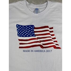 Made in the USA "Made in America 2017" American‎ Flag White Unisex XL T-Shirt